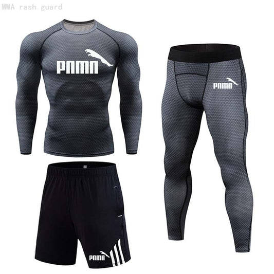 Workout clothes Men's Sports underwear Jogging Quick dry Compression Tights Training base layer MMA rash guard Male sports suit