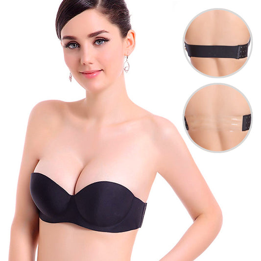 Soutien-gorge Push-Up sans bretelles pour femmes, bandeau à armatures, invisible, dos nu, robe de mariage, coupe 1/2