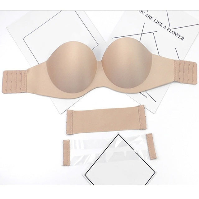 Soutien-gorge Push-Up sans bretelles pour femmes, bandeau à armatures, invisible, dos nu, robe de mariage, coupe 1/2