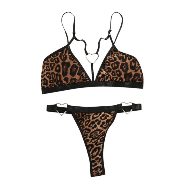 Women&#39;s Swimsuit Leopard Heart Ring Bra Lingerie Swimwear Pajamas Sexy Bikini 2021 Underwear Set Swim Bathing Suit Micro Bikinis