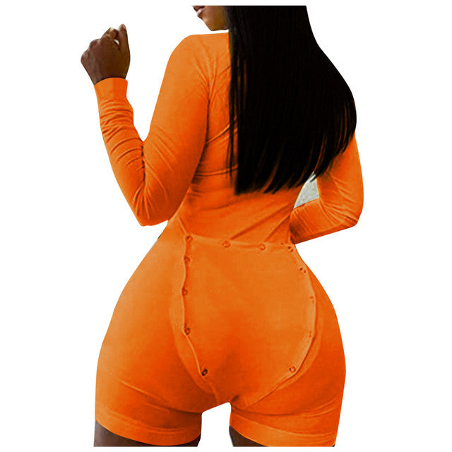 Solid Color Onesie Women Pajamas Short Tracksuit Jumpsuit Sleepwear Romper Bodycon Adult Women Bodysuit Sexy Пижама Женская #F3