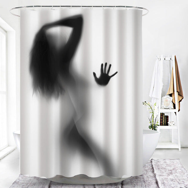 Drinking Smoking Sexy Woman In Toilet Shower Curtain Black White Polyester Fabric Bathroom Curtains Waterproof 3D Sea Home Decor