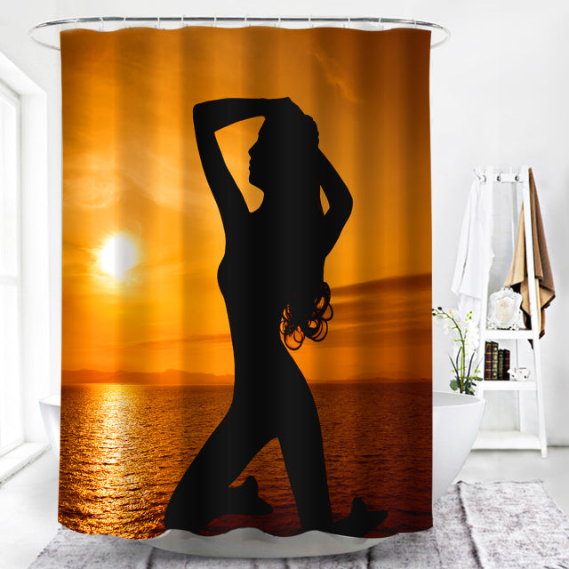 Drinking Smoking Sexy Woman In Toilet Shower Curtain Black White Polyester Fabric Bathroom Curtains Waterproof 3D Sea Home Decor