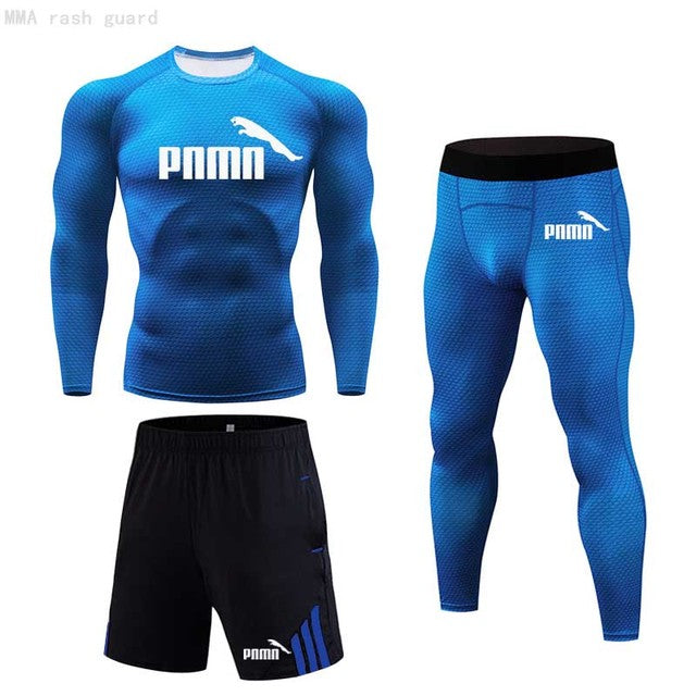 Workout clothes Men&#39;s Sports underwear Jogging Quick dry Compression Tights Training base layer MMA rash guard Male sports suit