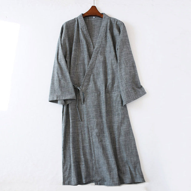 8 Colors Traditional Japanese Kimono Night Rob For Men Vietnam Bathing Clothing Nightwear Cotton Spring Korean Sweat Grey Navy