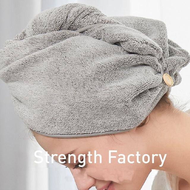 Women Gray Towels Bathroom Microfiber Towel Rapid Drying Hair Towel Magic Shower Cap Lady Turban Head Wrap For Home